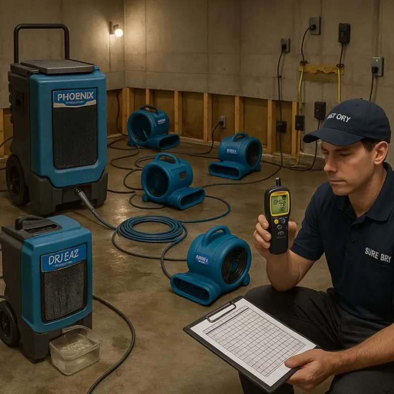 Structural Drying and Dehumidification process in Red Springs, NC